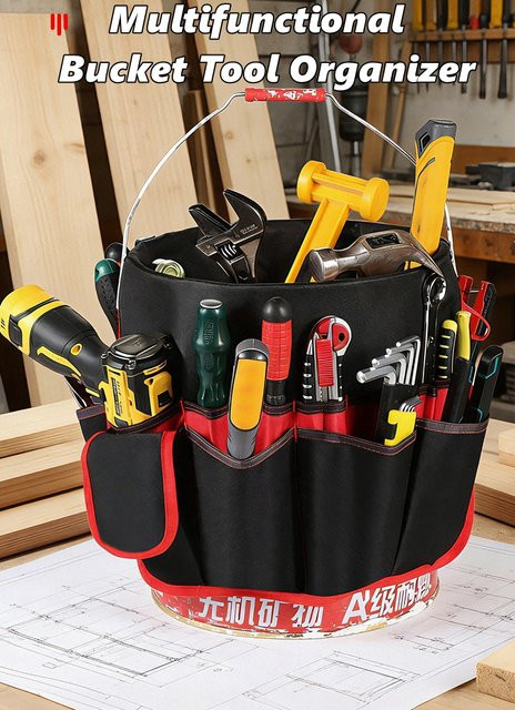 NIUXIANG Gartentasche in Schwarz als Organizer-Tasche für Gartengeräte und Werkzeug mit mehreren Fächern - Bild 1
