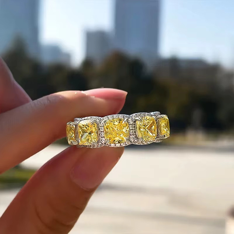 Huitan Ring, Silber, Gelbe Zirkonia, Damen - Bild 2