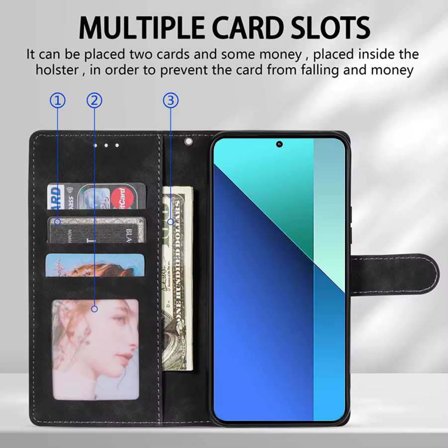 Magnetische Lederhülle für Xiaomi 17T und 17T Pro mit Brieftaschenfunktion, Kartensteckplätzen und Ständer in Schwarz oder Blau - Bild 2