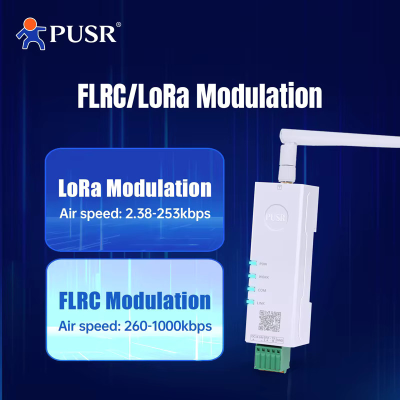 PUSR Serieller RS485-zu-LoRa-Konverter DR124, 2.4GHz FLRC LoRa-Modem für drahtlose Punkt-zu-Punkt Kommunikation mit 8km Reichweite, Farbe: Weiß - Bild 3