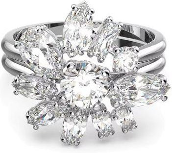 Swarovski Ring, mehrfarbiger Blütenring, Weiß, Kristall, Damen, Größe 52 - Bild 1