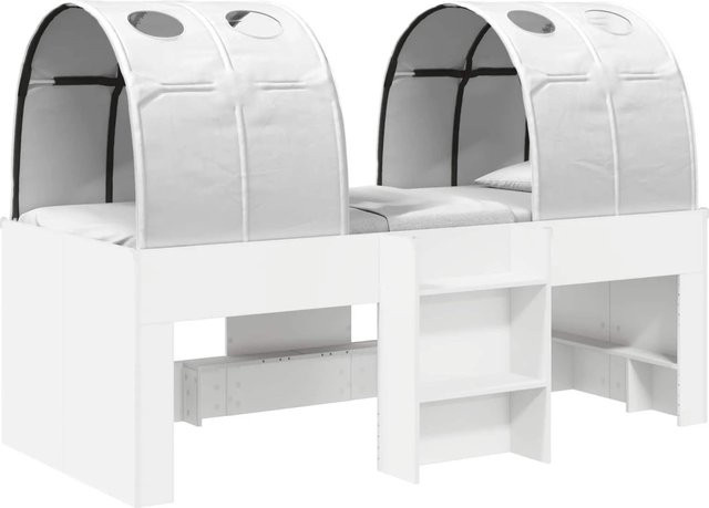 vidaXL Hochbett für Kinder mit Tunnel in Weiß aus Holzwerkstoff, B/T/H: 120 x 200 x 101 cm - Bild 1