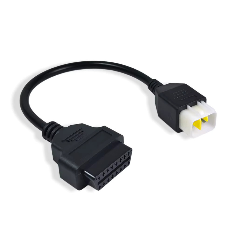 OBDIIVCI OBD2 Diagnosekabel Adapter von 6-Pin auf 16-Pin für Delphi Motorrad in Schwarz - Bild 2
