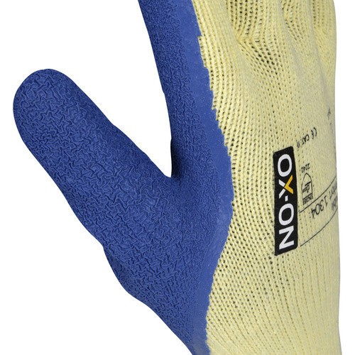 OX-ON Handschuh Flexible Comfort 1304 in Gelb/Blau mit Latexbeschichtung, Größe XL - Bild 4