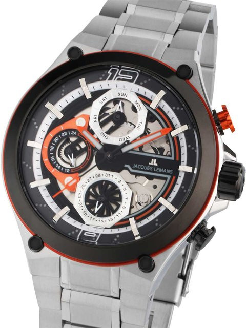 Jacques Lemans Herrenuhr, Quarz, Edelstahl, Schwarz, 43 mm - Bild 1