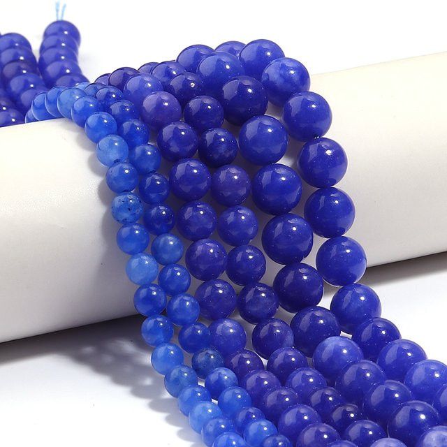 Natursteinperlen Blauer Kyanit, Runde Distanzperlen, Unisex - Bild 1