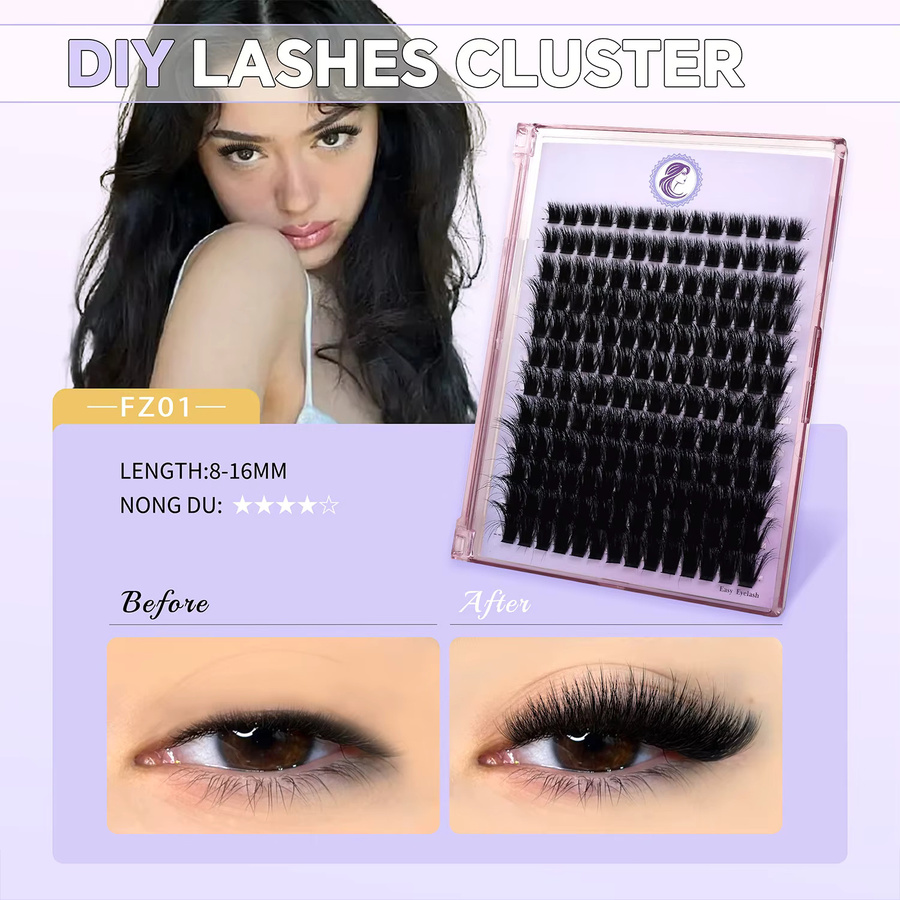 GROINNEYA Wimperncluster, 3D Faux-Nerzwimpern, Volumenwimpern - Bild 3