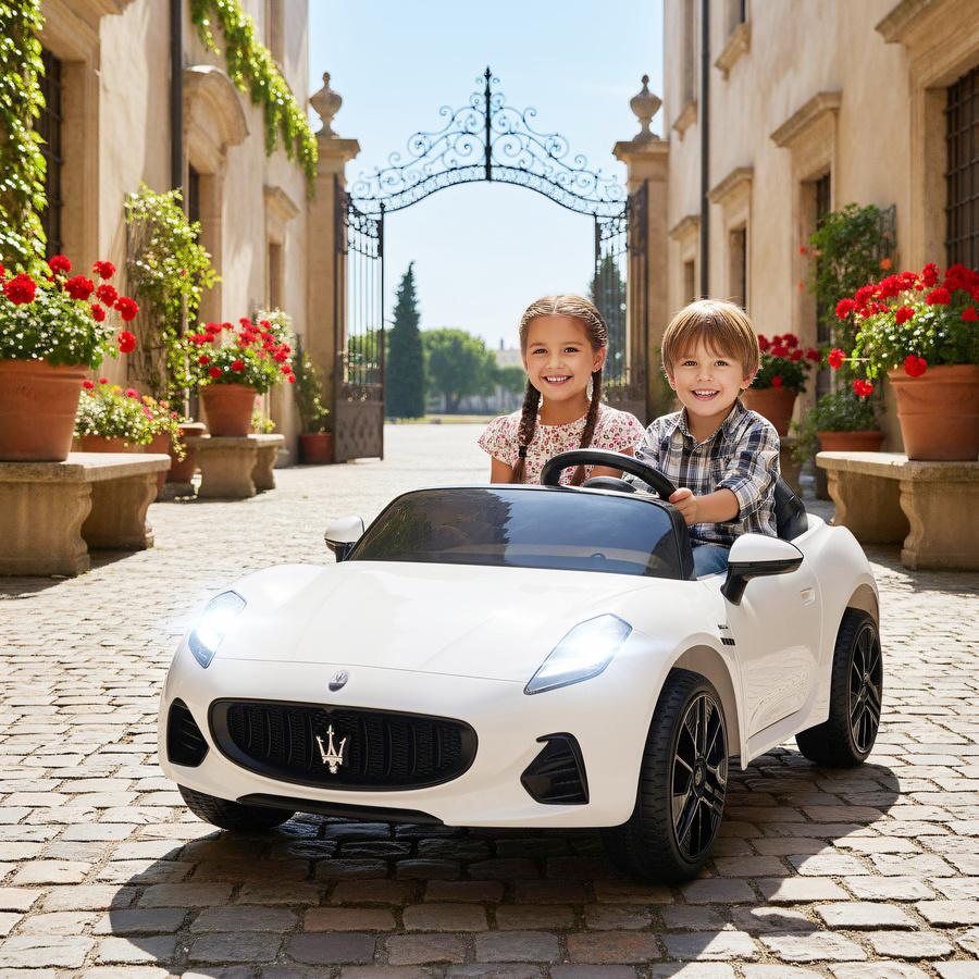 Aosom Kinder Elektroauto 12V, 2-Sitzer, mit Fernbedienung, Weiß, ab 3 Jahre - Bild 2