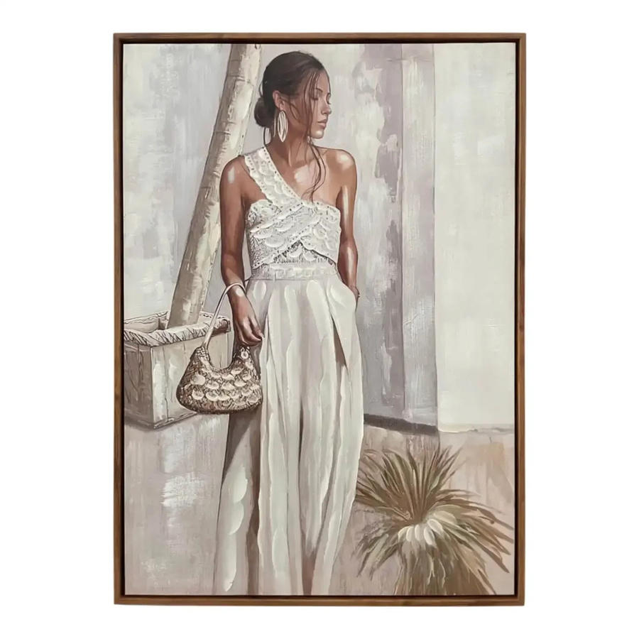 Mansion atmosphere Canvas-Bild Lucia – Frau im Kleid in Beige, Sand und Multicolour, Breite: 50 cm, Höhe: 70 cm - Bild 1