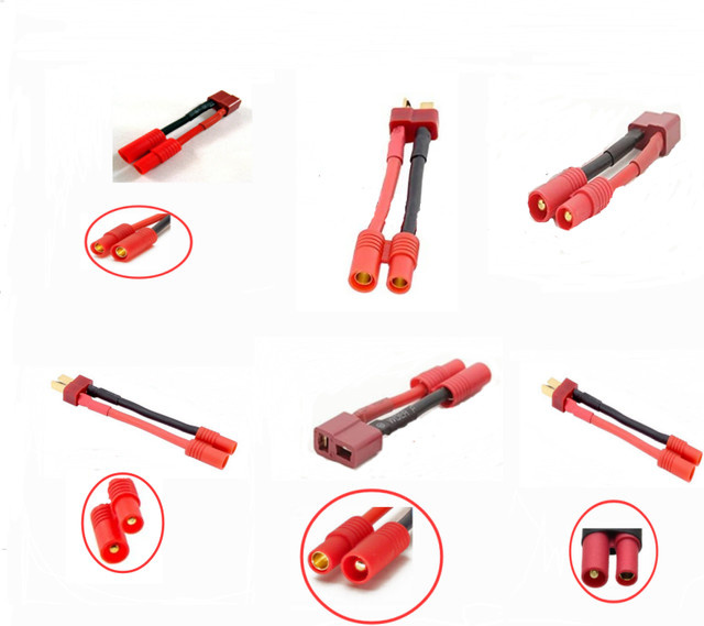 HXT 3,5mm Bullet auf Deans T-Stecker Adapter mit 14AWG 50mm Silikon-Ladekabel in Rot - Bild 1
