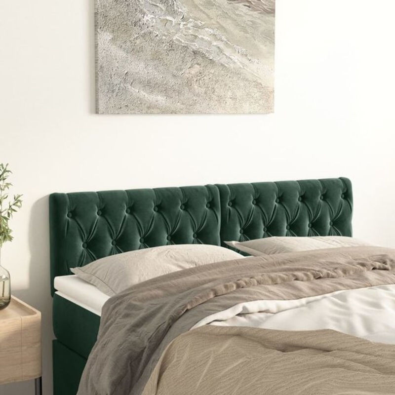 Vidaxl Kopfteile 2er Set aus Samt in Dunkelgrün B/H: 72 x 78/88 cm - Bild 1