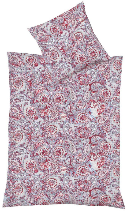 Fleuresse Mako-Satin Bettwäsche Paisley Blau Rot Weiß mit Bettbezug und Kissenbezug, B/H: 200 x 220 cm, Kissen: 80 x 80 cm - Bild 1