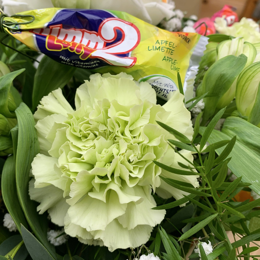 Bouquet Mixed Eustoma Carnation Greenery Multicolor zum Geburtstag - Bild 2