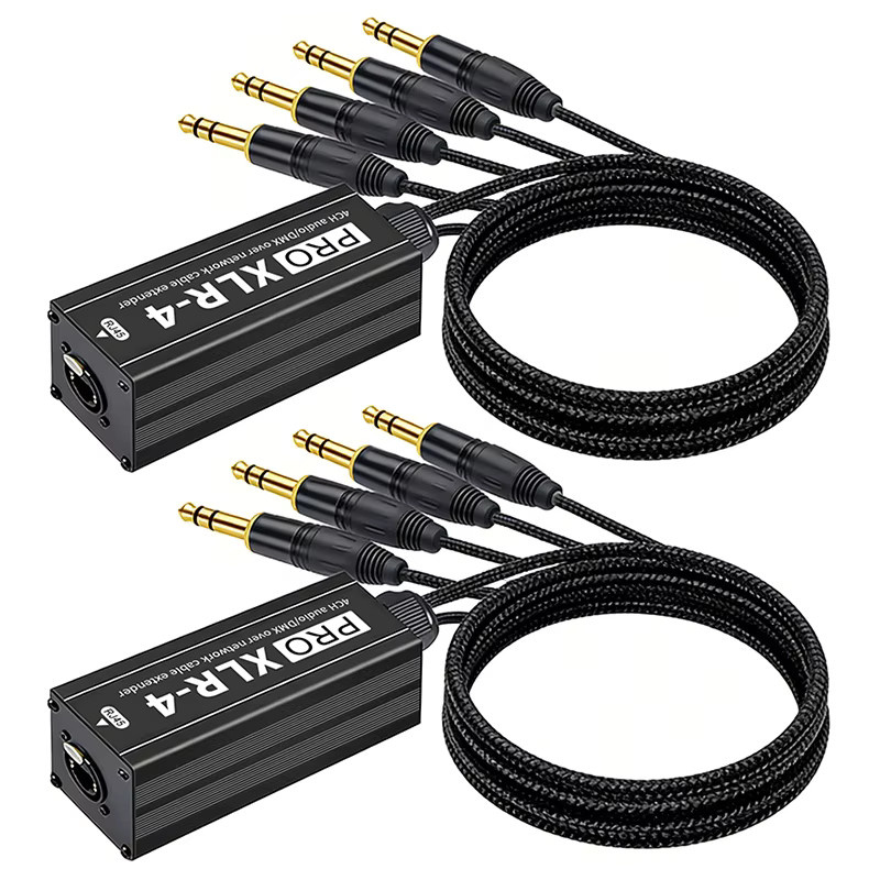 TITAK 4-Kanal XLR zu RJ45 Kabelverlängerung in Schwarz für Mikrofon, DMX512 und Bühnenlicht, kompatibel mit Cat5e und Cat6 Ethernet/LAN - Bild 1