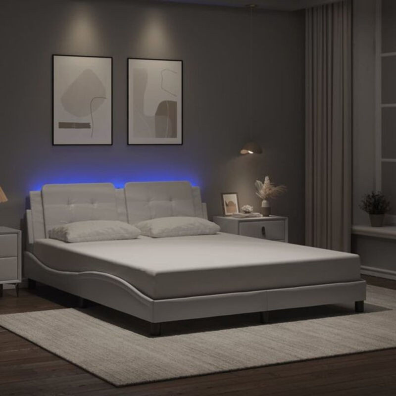 Modernes Bettgestell Zadar mit LED von Vidaxl in Weiß, B/T: 160 x 200 cm - Bild 1