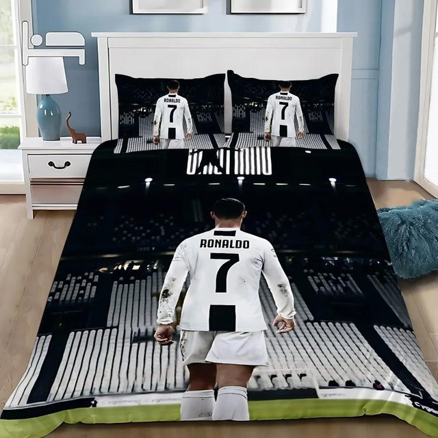 Bettwäscheset Fußball CR7 Ronaldo mit Bettbezug und Kissenbezügen aus Mikrofaser, Weiß, B/H: 140 x 210 cm - Bild 1