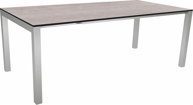Stern Ausziehtisch Silverstar Stone light mit Edelstahl Tischplatte in Silver und Grey, B/T/H: 210 x 90 x 75 cm (ausziehbar von 160 cm) - Bild 1