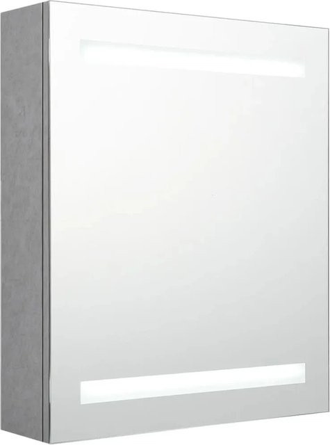 vidaXL LED-Bad-Spiegelschrank in Betongrau mit integrierter Beleuchtung und Soft-Close-Türen, B/T/H: 50 x 14 x 60 cm - Bild 1