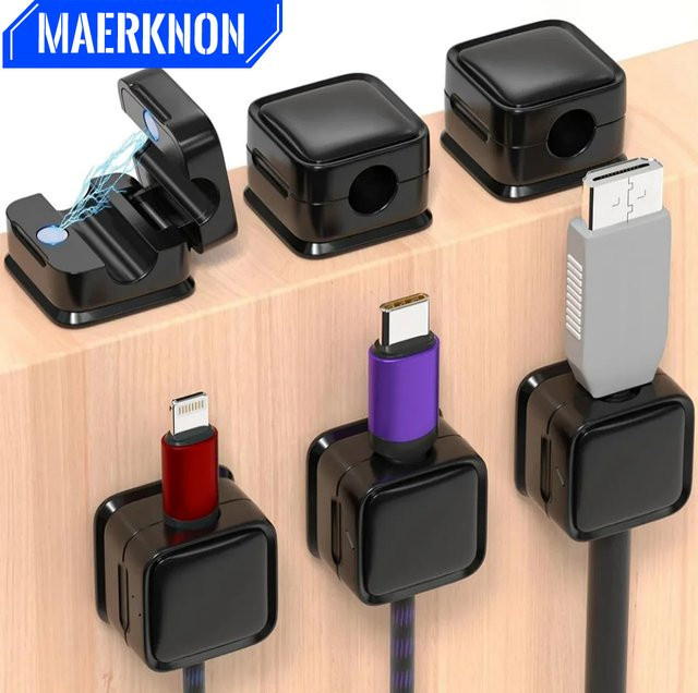 Maerknon Tragbare Magnetische Kabel Clips zur Kabelorganisation für Maus und Kopfhörer in Schwarz und Weiß - Bild 1