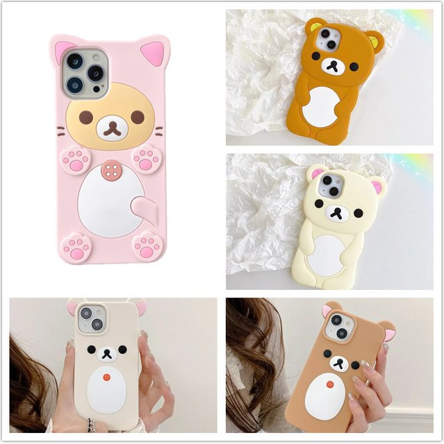 Rosa 3D Cartoon Bär Silikonhülle für Apple iPhone 16 15 14 13 Pro Max und Pro Modelle in Kawaii Design - Bild 1