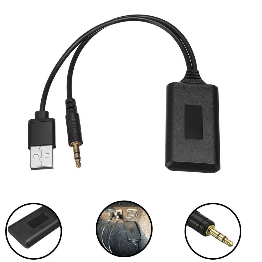 Universeller Bluetooth Adapter für das Auto mit 3,5 mm AUX-In und USB-Anschluss, Schwarz - Bild 4