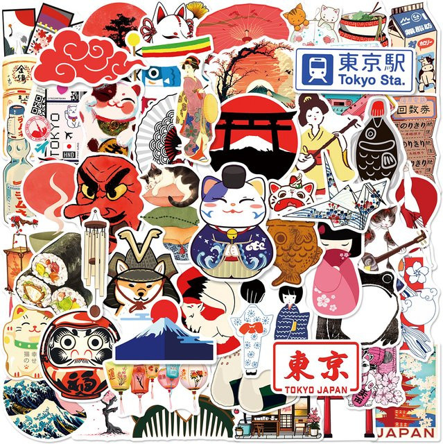 MRJIAANGSON Tokyo Japan Kulturelemente Graffiti Aufkleber, 50-teiliges Set, multicolour - Bild 1