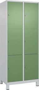 C+P Schließfachschrank Classic PLUS mit 2 Abteilen und Füßen, Farbe Grau und Resedagrün, B/T/H: 80 x 50 x 195 cm - Bild 1