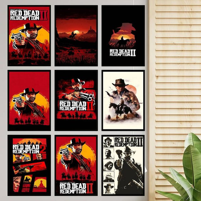 Red Dead Redemption 2 Vintage Poster Retro Wandkunst für dein Zuhause - Bild 1