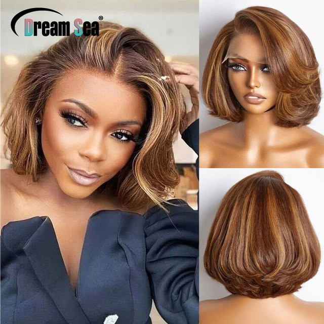 Cindi Leive Perücke, kurzer Bob, blonde Highlights, Echthaar, Damen - Bild 1