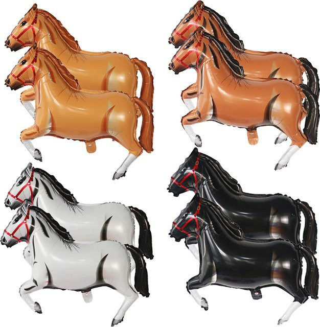 4er-Set Pferd-Folienballons in Mehrfarbig für Geburtstag und Cowboy-Partys von LQVYI - Bild 1
