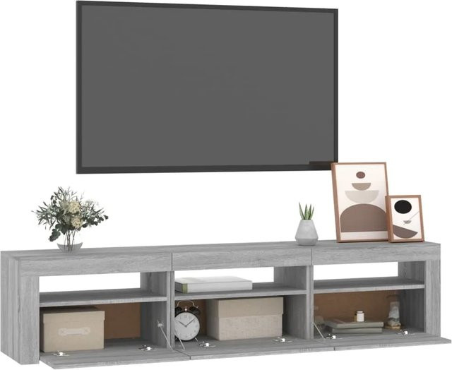 vidaXL TV-Schrank modern mit LED-Leuchten in Grau Sonoma, B/T/H: 180 x 40 x 35 cm - Bild 1