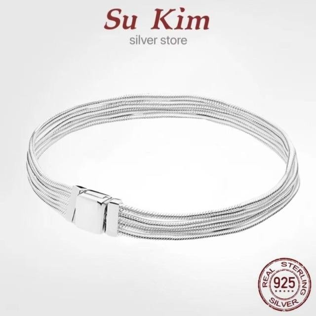 YIRAN Jewelry Armband, 925 Silber, Schlangenkette, Damen, 19cm - Bild 1