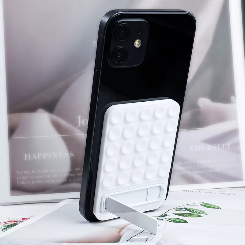 WSSHE Silikon-Saugnapf-Handyhalter in Schwarz als stark klebender Desktop-Ständer und Wandhalterung für iPhone 14, 15, 16 und Samsung - Bild 3