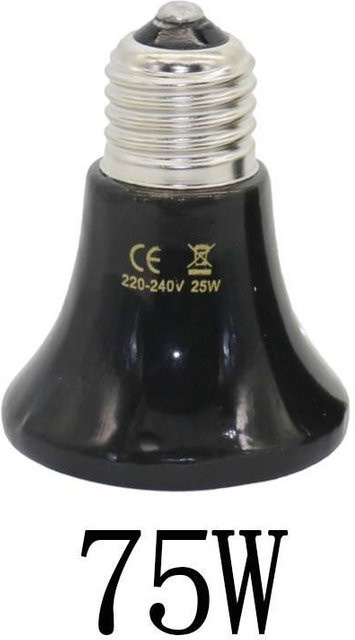 Happy Farm Haustier-Heizlampe aus Keramik, E27, 75 W, Schwarz, für Reptilien - Bild 1