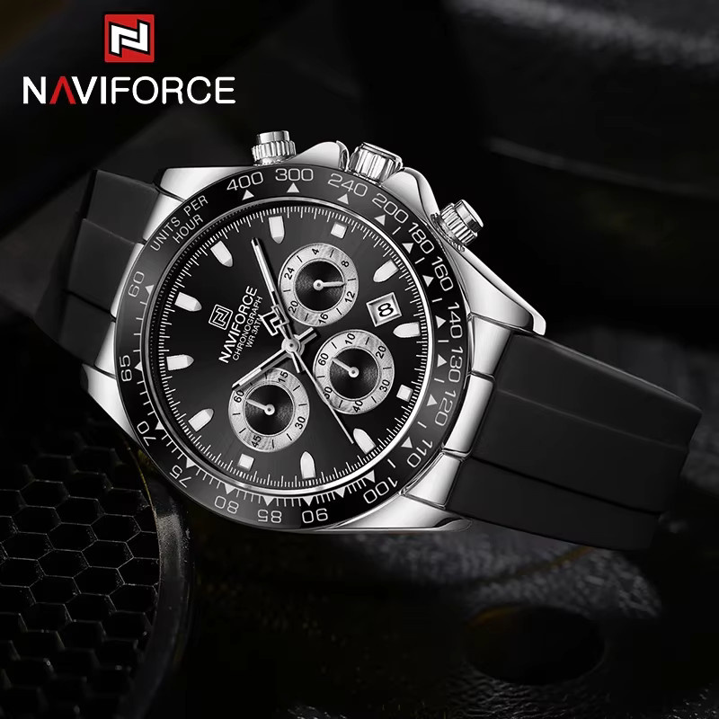 NAVIFORCE Armbanduhr, Quarz, Chronograph, Edelstahl, Silber, Herren - Bild 2