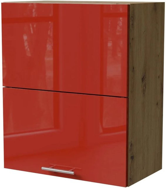 Feldmann-Wohnen Klapphängeschrank Brerra W8B/60-AV in Eiche Artisan und RAL 3002 Karminrot Hochglanz, B/T/H: 60 x 32,5 x 72 cm - Bild 1
