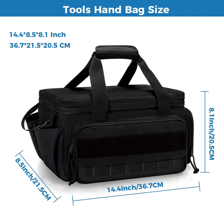 Robuste taktische Werkzeugtasche 14 Zoll in Schwarz als multifunktionaler Arbeitsorganizer für Handwerker mit rutschfester Basis, B/T/H: 36,7 x 21,5 x 20,5 cm - Bild 3
