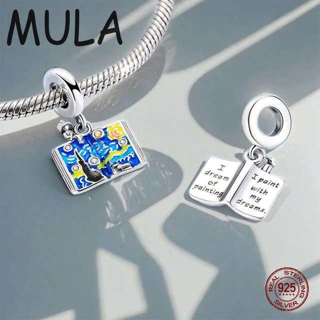 MULA Anhänger 925 Silber, Buch Stern Mond, Charms - Bild 1