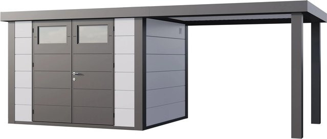 Telluria Gerätehaus Classico mit offener Lounge L Rechts in Weiß, B/T/H: 602 x 258 x 219 cm - Bild 1
