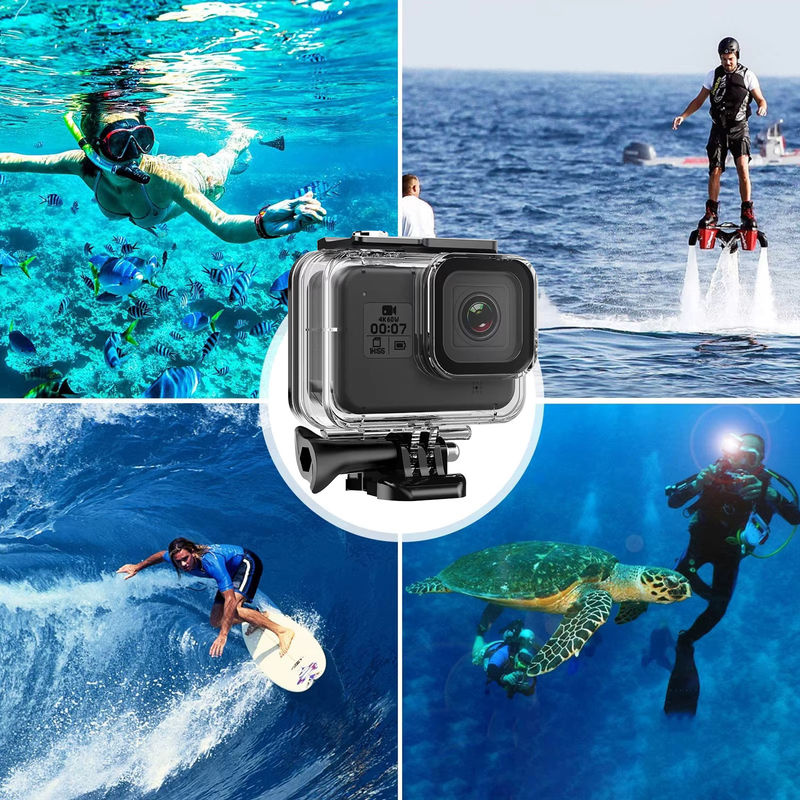 Wasserdichtes Unterwassergehäuse mit Tauchfilter für GoPro 5, 6 und 7 in Transparent - Bild 5