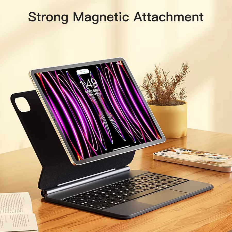 READYYEAH Magic Keyboard Folio Smart Case mit spanischer Tastatur für iPad 10. Gen, 11. Gen, iPad Pro 11 und 12.9, iPad Air 4 und 5, Farbe: Schwarz - Bild 2