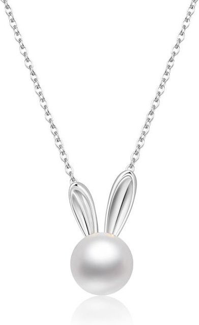 Halskette 925 Silber, Kaninchenperlenkette, Damen, weiß - Bild 1