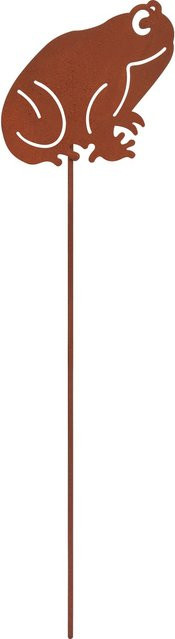 Gartenstecker Frosch aus Eisen in Rostrot, B: 7,5 cm, T: 0,2 cm, H: 30 cm - Bild 1