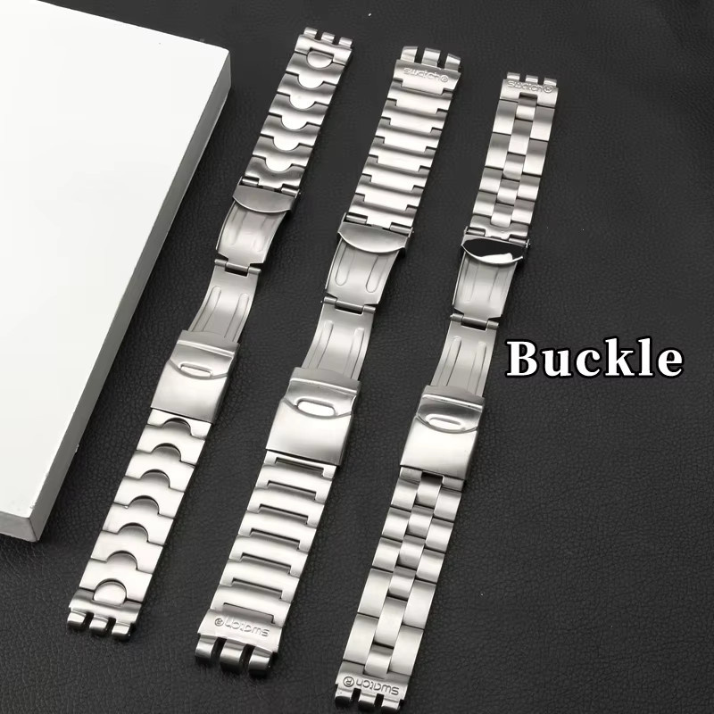 Swatch Uhrenarmband Edelstahl, Silber, Unisex, 17mm, 19mm - Bild 2