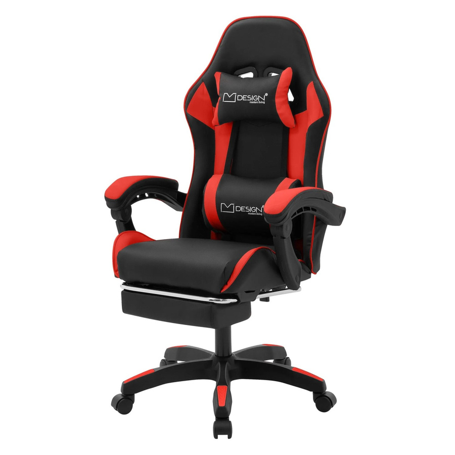 ML-Design Gaming Stuhl mit Fußstütze und Armlehnen in Schwarz-Rot aus Kunstleder - Bild 2