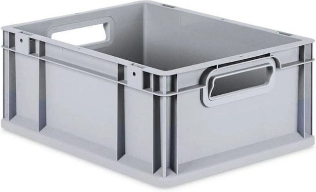 PROREGAL SuperSparSet 10x Eurobox NextGen Grip mit Auflagedeckel in Grau, H x B x T: 17 x 30 x 40 cm, 16 Liter, mit verstärkten Wänden und gelben Schiebeschnappverschlüssen - Bild 1
