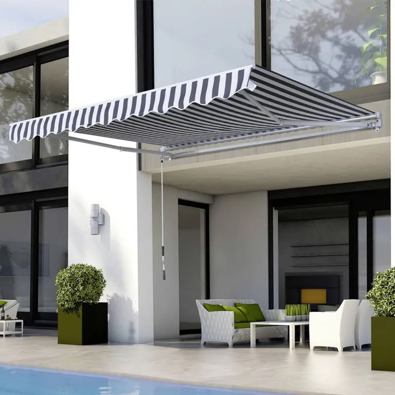 Outsunny Gelenkarmmarkise mit Handkurbel in Grau Weiß, Sonnenschutz aus Aluminium und Polyester für Terrasse und Balkon, B/T: 3,5 x 2,5 m - Bild 4