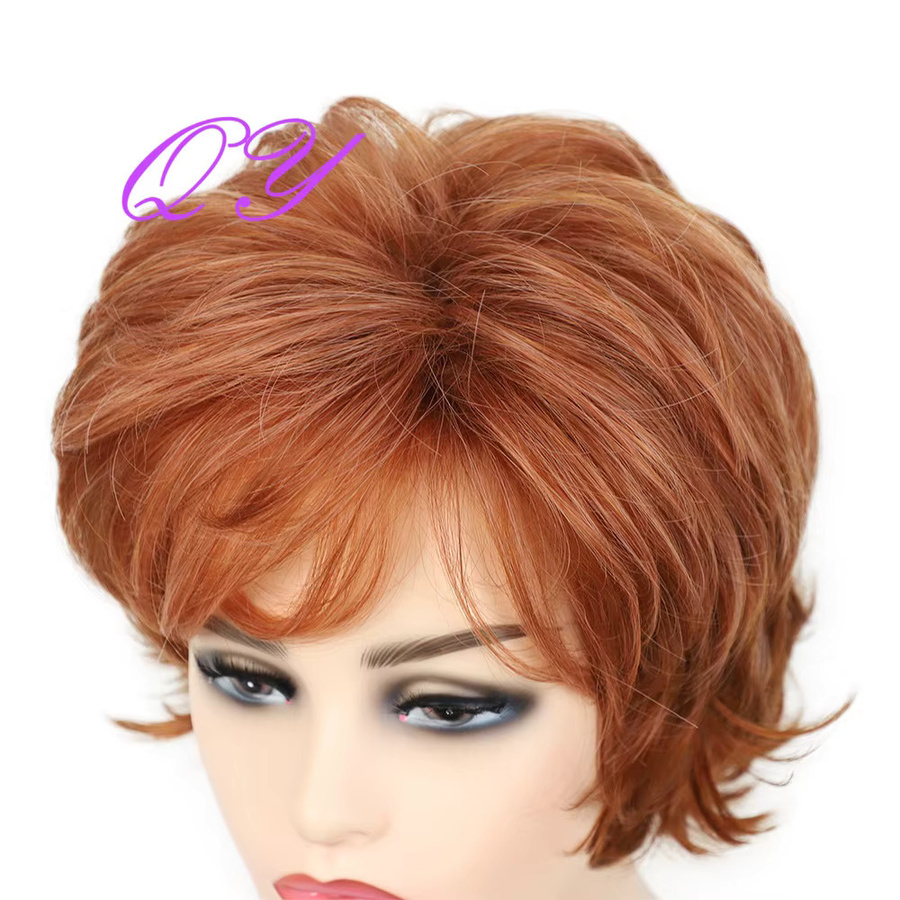 IQRYR WIG Synthetische Perücke für Damen, braun, gerade, Pixie-Schnitt mit Pony - Bild 3