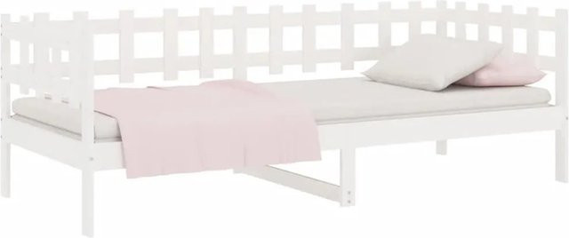 vidaXL Tagesbett aus massivem Kiefernholz in Weiß, rustikales Design ohne Matratze - Bild 1