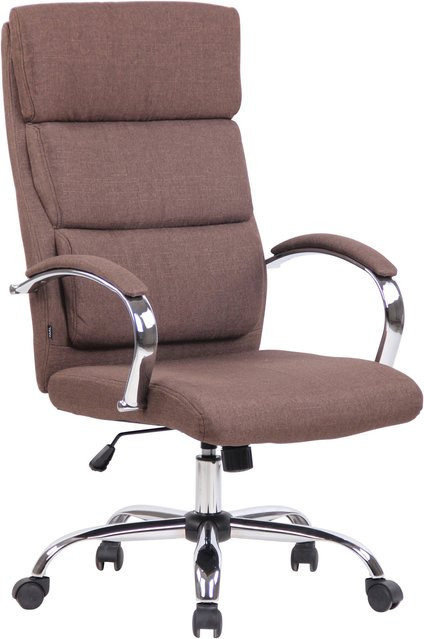 TPFLiving Bürostuhl Bradley aus Stoff in Braun mit Armlehnen und Rollen, B/T/H: 64,0 x 70,0 x 122,0 cm - Bild 1